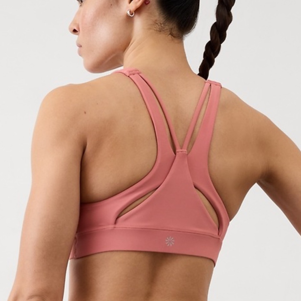 ATHLETA New Flex Spacer Sports Bra Dusty Rose Pink Yoga A-C Cups Size Medium